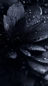 Dark Petals Drenched in Water Droplets.