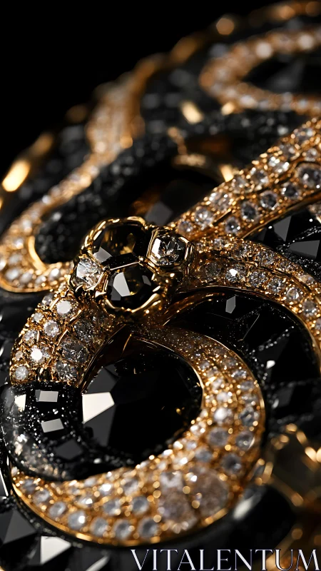 Gilded swirls of black crystal in intimate close-up view.