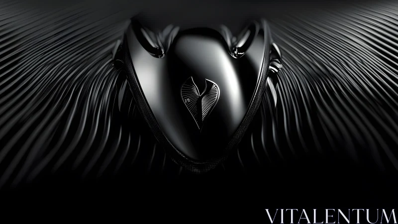 Futuristic Black Metallic Object with Abstract Symmetry in 3D Art.