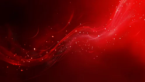 Abstract Red Wave Background with Sparkling Light Effects.