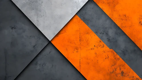 Diagonal metal panels cross in bold orange and steel contrast