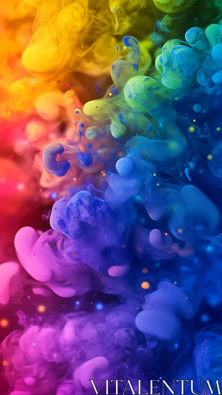 Chromatic ink clouds swirling through vibrant spectrum field.