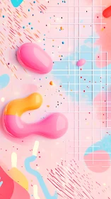 Gentle pastel shapes float playfully across a dreamy grid scene