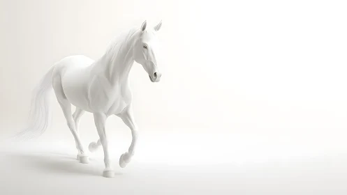 Elegant white horse in minimalist studio photography style.