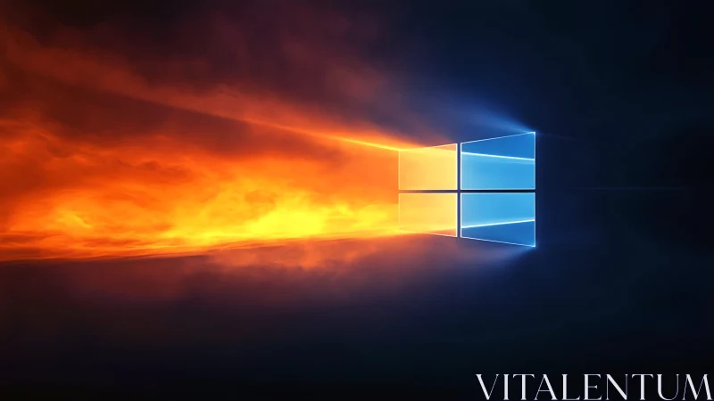 Windows logo against gradient light effect background