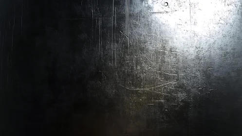 Scratched metallic surface illuminated by dramatic light, abstract style.