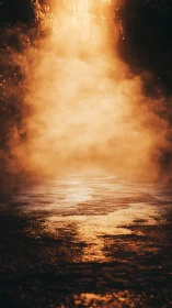 Molten Radiance: Dust Particles Dancing Through Golden Inferno