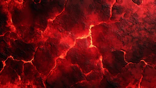Lava Flow Surface with Incandescent Cracks.