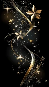 Parametric golden star stream with luminous particle trails.