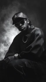 Moody black and white portrait of confident street style icon.