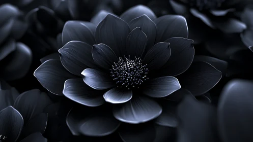 Elegant Black Flower Blooms with Luminous Details