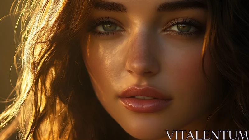 Warm sunset portrait with softly glowing expressive eyes.