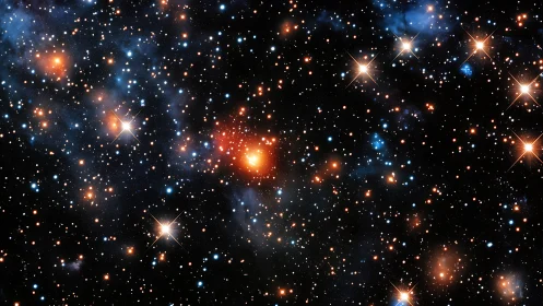 Starlit galaxy field glows warmly against the deep black sky