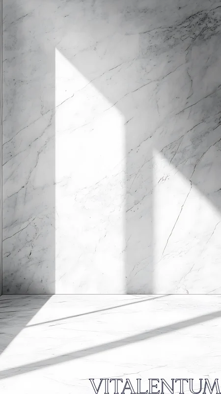 Linear sunlight projection across white marble interior surfaces