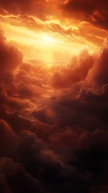 Glowing sunset clouds opening a dreamy sky passageway.