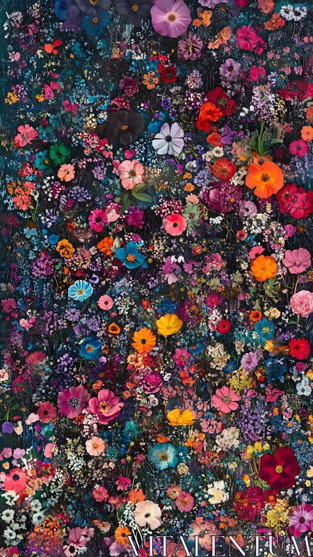 Vibrant Floral Chaos: A Dense Tapestry of Blooming Colors.