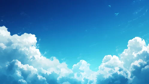 Layered cumulus formations under a gradient midday sky