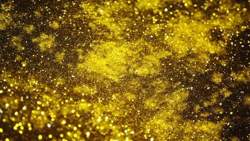 Golden glitter bokeh field with dense luminous sparkle.