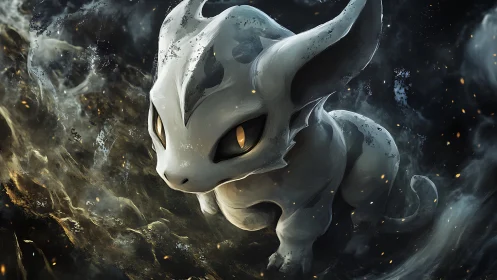 Gentle storm-creature prowling through swirling stardust.