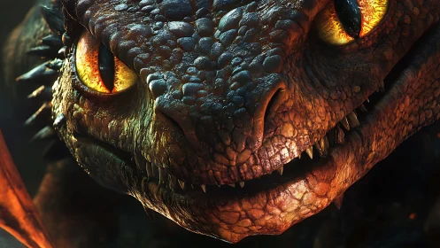 Hyper-detailed dragon close-up with cinematic lighting profile.