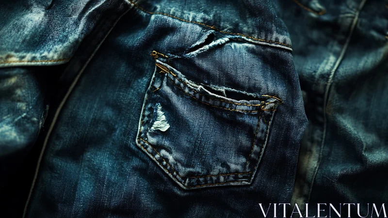 Distressed Denim Pocket Detail with Worn Edges