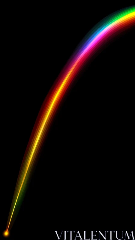 Curved multicolor light trail with spectral glow and motion blur effects