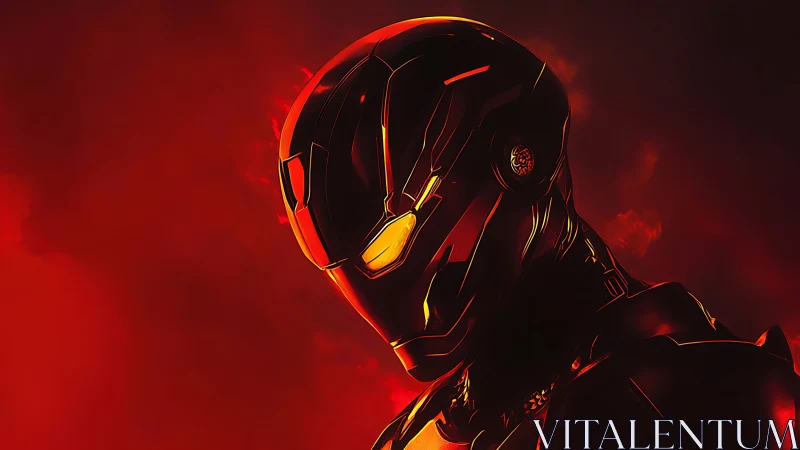 Molten dusk sentinel in ember-glow armor dreams quietly.