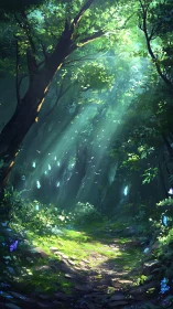 Enchanted Forest Path with Golden Light.