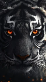 Ultra-detailed tiger portrait with ember-lit irises and micro fur