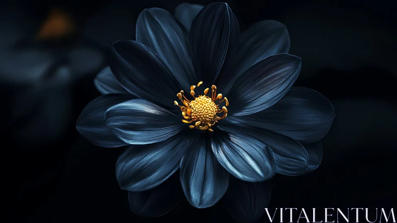 Nocturnal Dahlia Specimen with Aurulent Stamen Morphology.