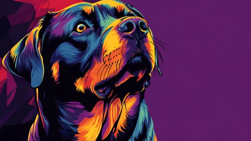 Neon hound lifts a stargazing snout into ultraviolet quiet