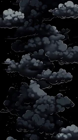 Nocturnal storm clouds in layered stylized celestial pattern.