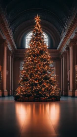 Cathedral glow and a towering, storybook Christmas tree.