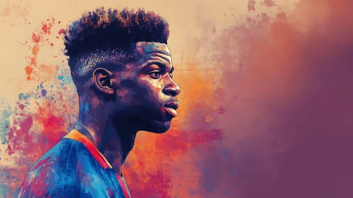 Side profile portrait of young man in colorful splashes