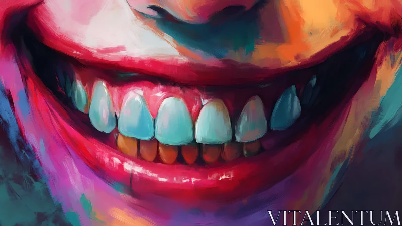 Intense close-up painted smile in bold saturated colors.
