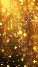 Gold bokeh particles forming dense vertical glitter field.