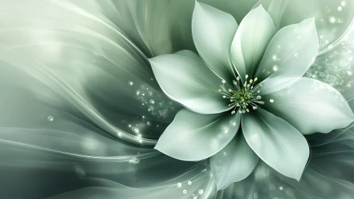Ethereal Green Flower with Luminous Petals.