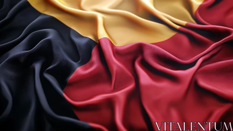 Silken Belgium tricolor draped in dramatic velvet folds.