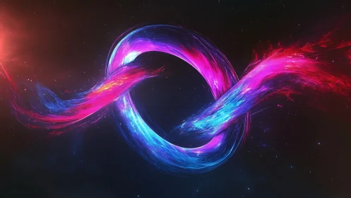 Neon infinity energy loop with vibrant cosmic plasma.