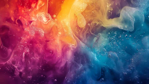 Multicolored fluid gradients with suspended droplets.