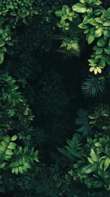 Aerial View of Dense Green Foliage with Central Dark Space