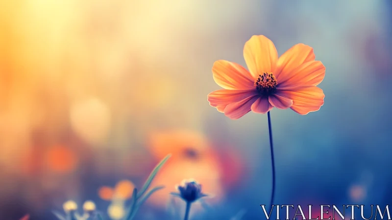 Radiant Cosmos Flower Blooming in Dreamy Light.