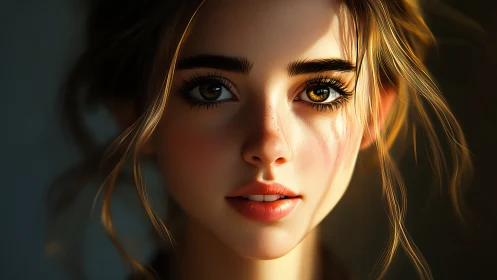 Digital painting portrait with cinematic close-up lighting.