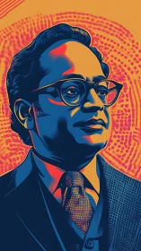 Pop art vector portrait with neon duotone halftone matrix.