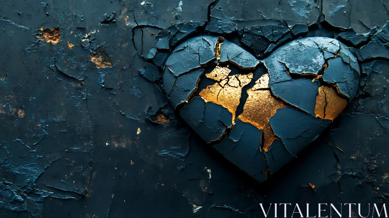 Fractured Surface with Luminous Gold Cracks and Shadows.