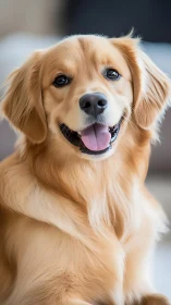 Sunlit golden retriever beaming with bright, joyful charm.
