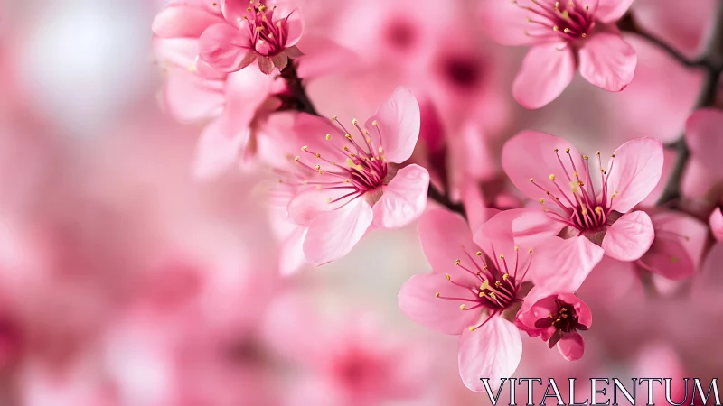 Pink Blossom Cluster: Delicate Floral Petals with Prominent Stamens.
