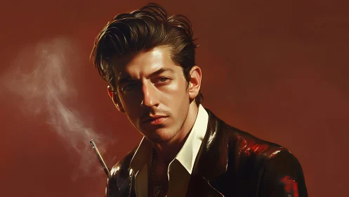 Digital painting portrait with cinematic chiaroscuro styling.