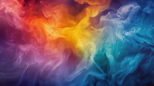Vibrant swirling abstract clouds in multicolor gradient.