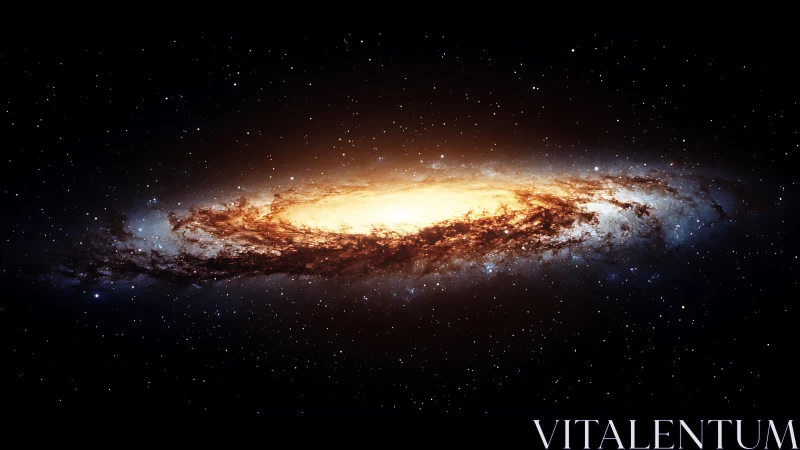 Spiral galaxy with bright core and extended star field.